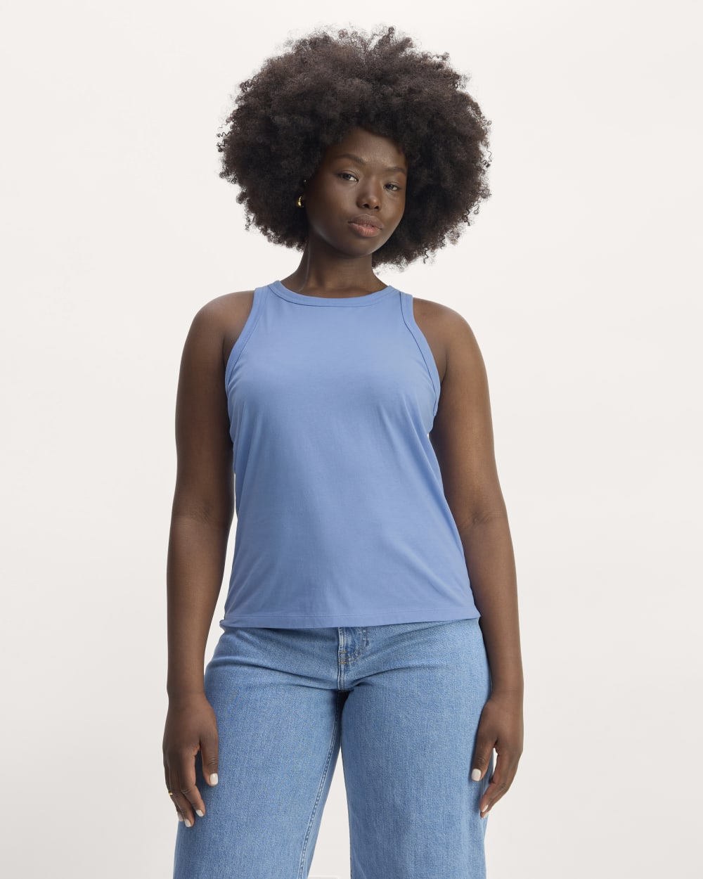 The Tank in Essential Cotton in Blue Opal — detail view
