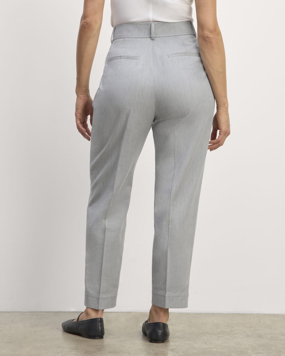 The Draper Tapered Pant in Buttersmooth in Heather Steel — detail view