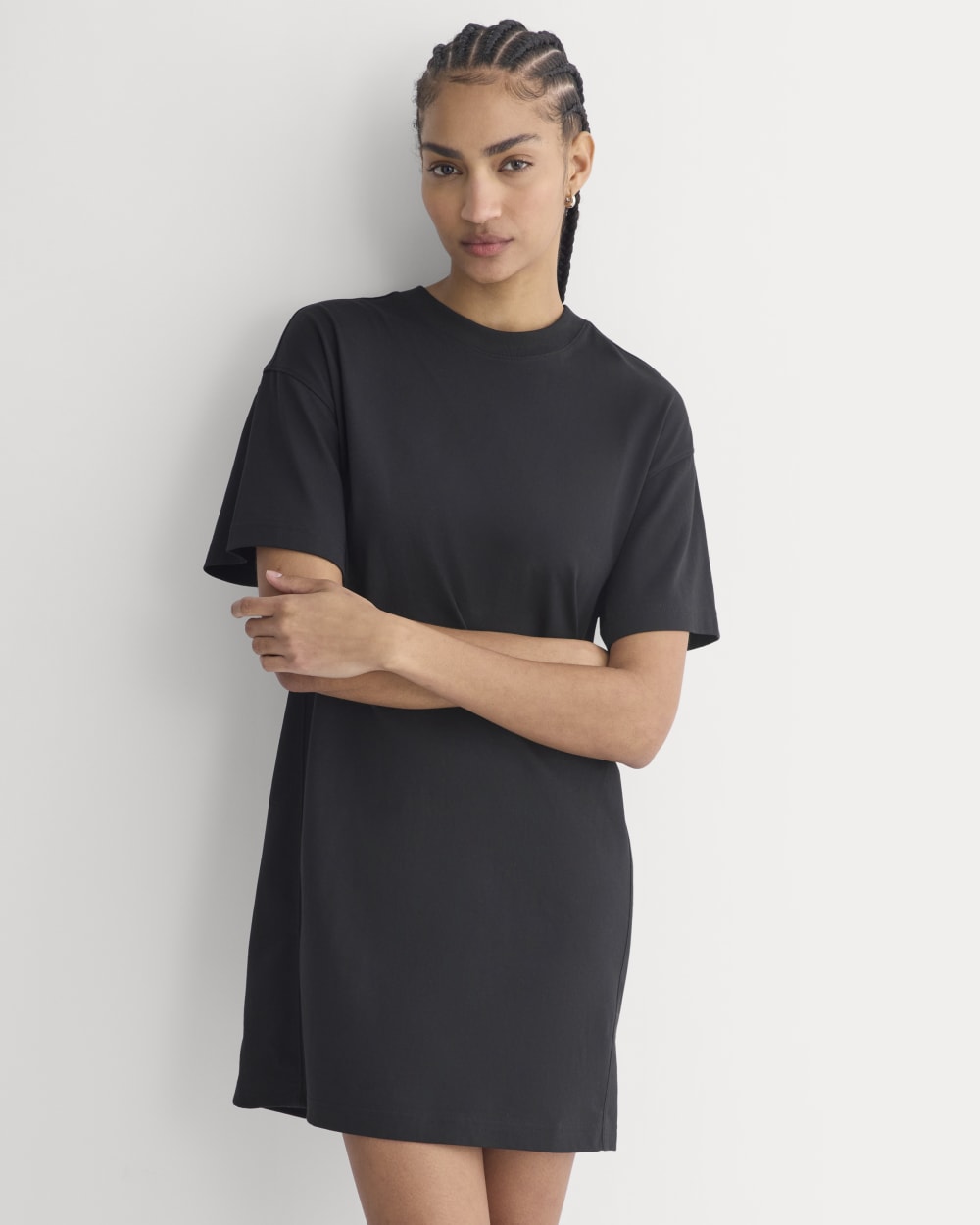 Weekend Tee Mini Dress in Black — detail view
