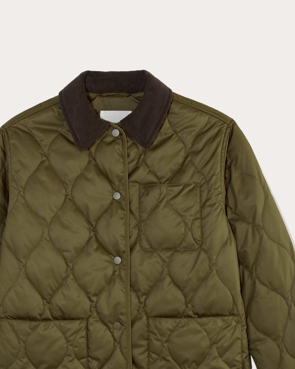 The Quilted Ranch Jacket in Olive — detail view