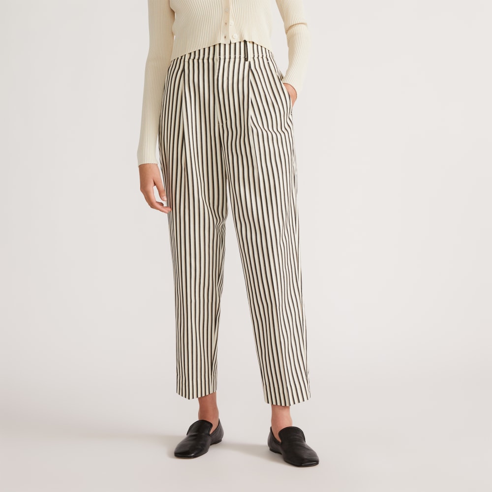 The Draper Tapered Pant in Buttersmooth in Ombre Stripe — detail view