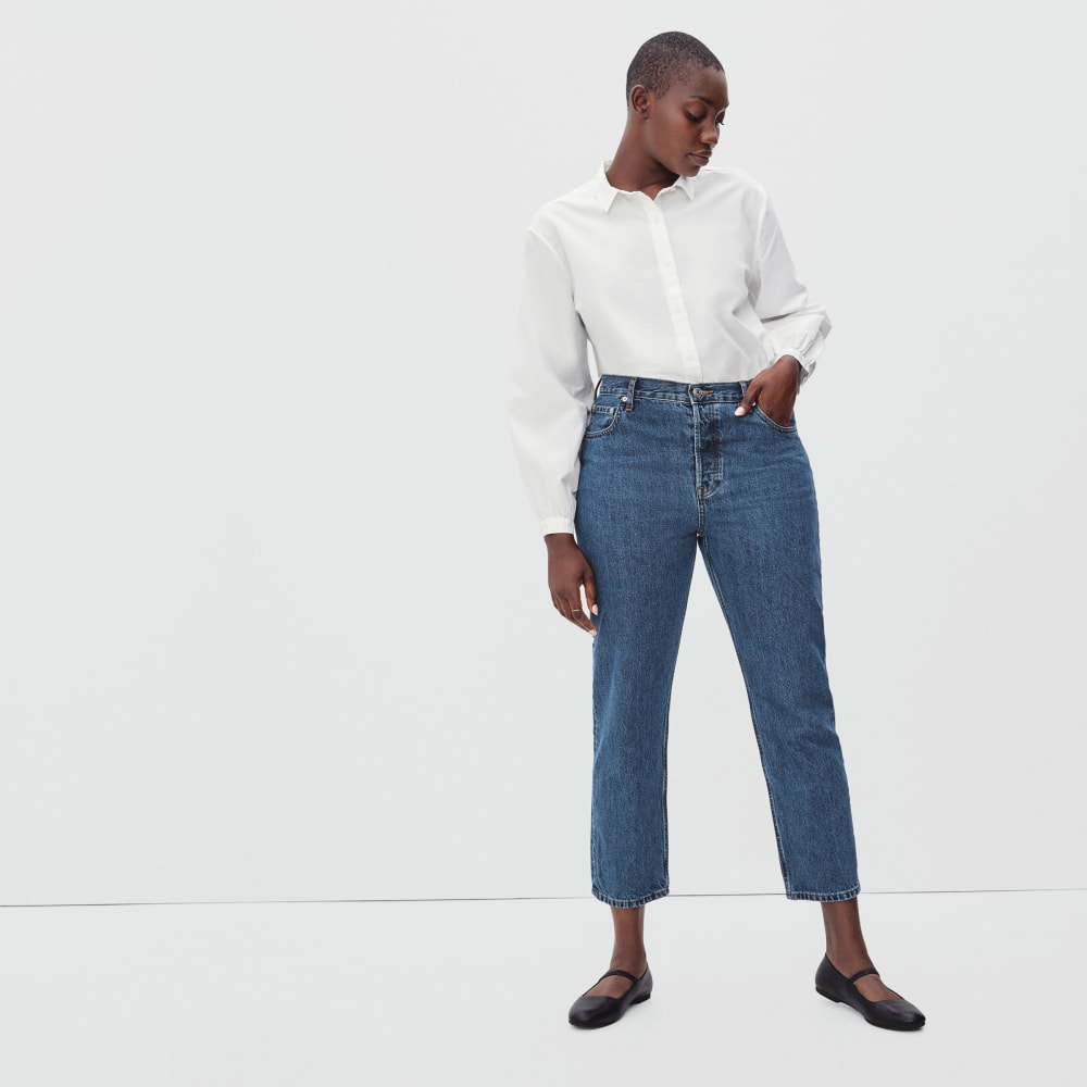 The '90s Cheeky Hourglass Jean in Medium Blue Wash — detail view