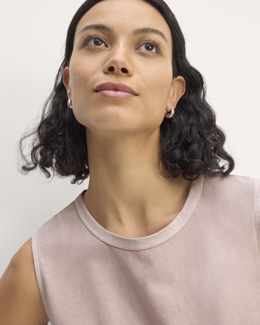 The Boyfriend Tank in Essential Cotton in Dusty Rose — detail view