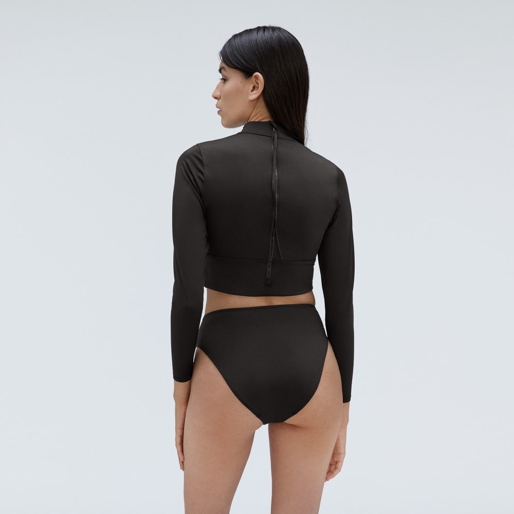 The High-Rise Cheeky Bikini Bottom in Black — detail view