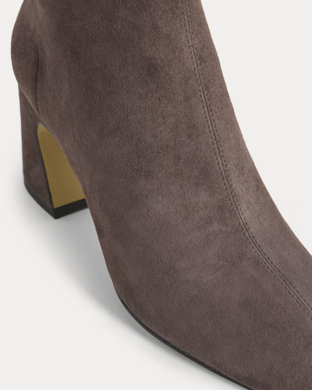 Leather Curved-Heel Boot in Dark Chocolate — detail view