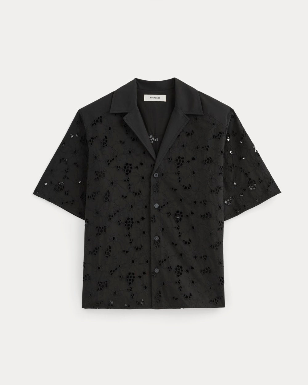The Eyelet Camp Shirt in Black — alternate view