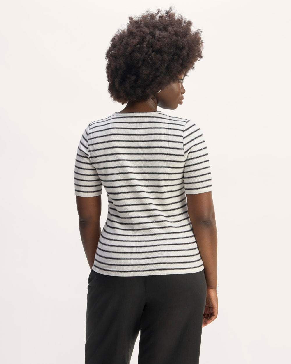 The Vintage Rib Henley in Bone / Black — detail view