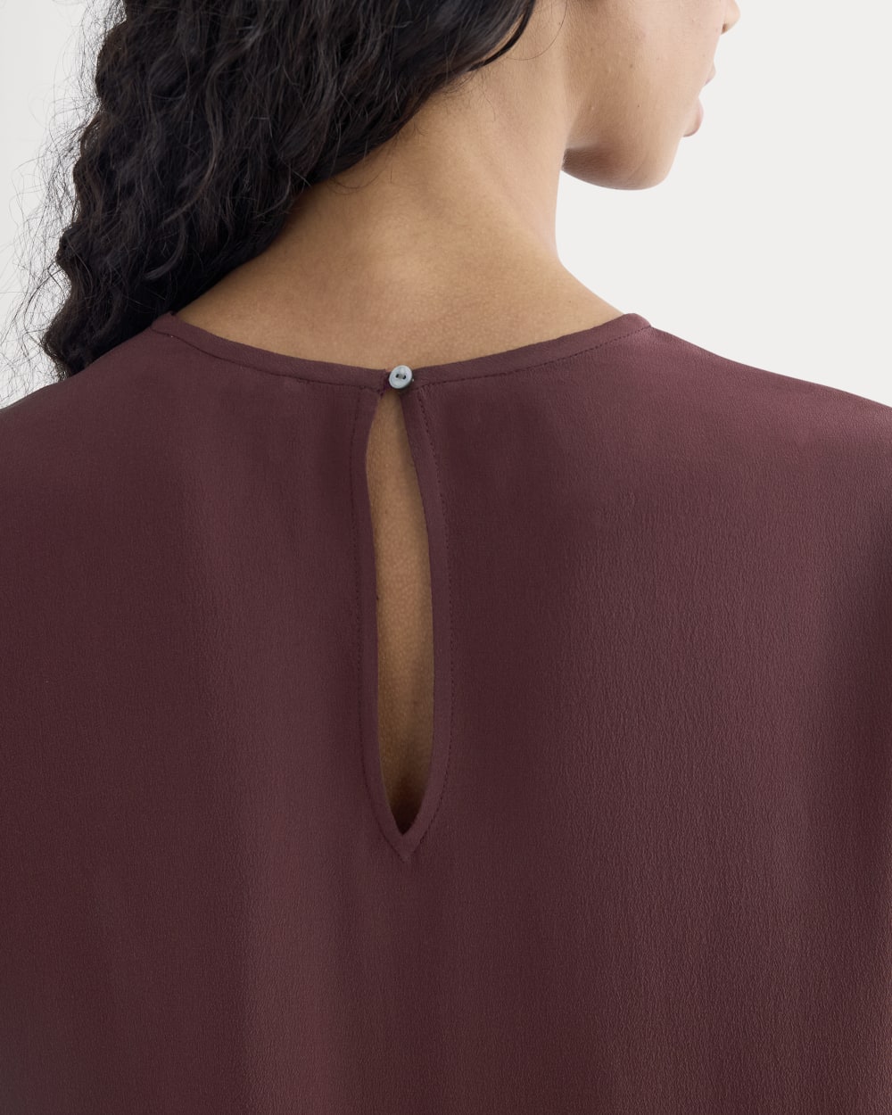 Dolman Top in Washable Silk in Deep Plum — detail view