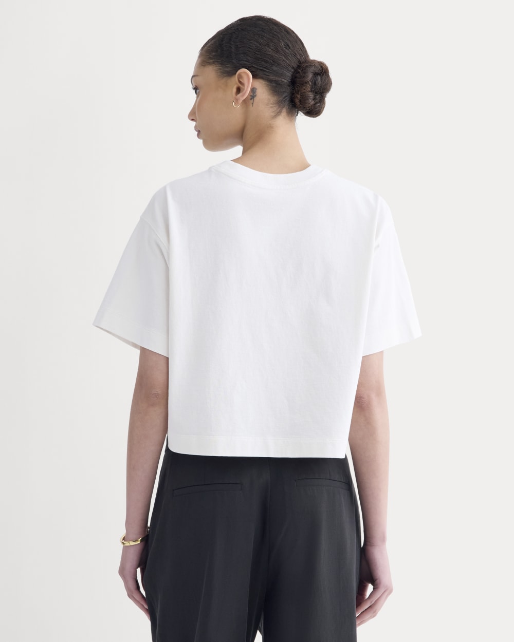 The Premium Weight Cropped Tee in Bone — detail view