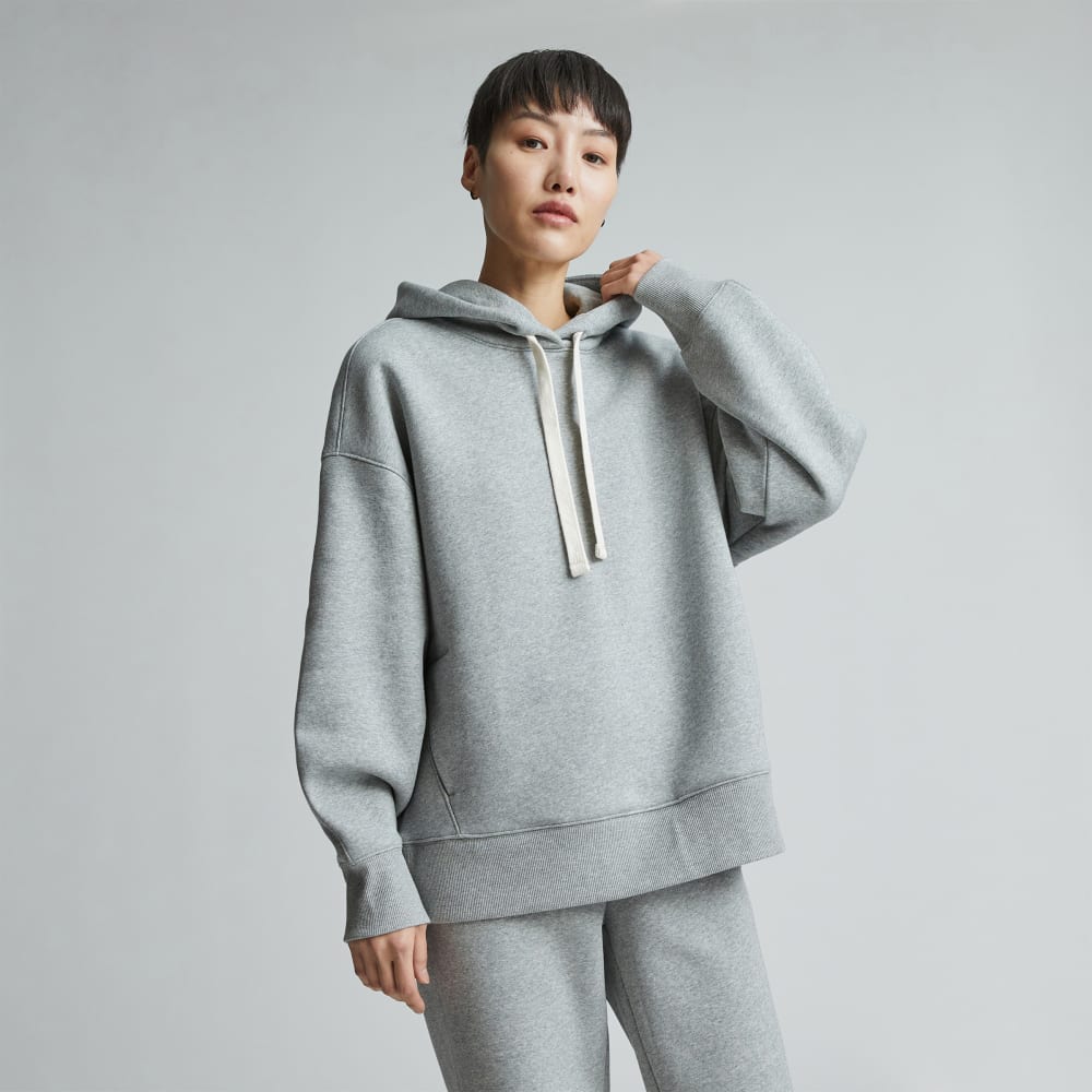 The ReTrack Hoodie in Heather Grey — front view