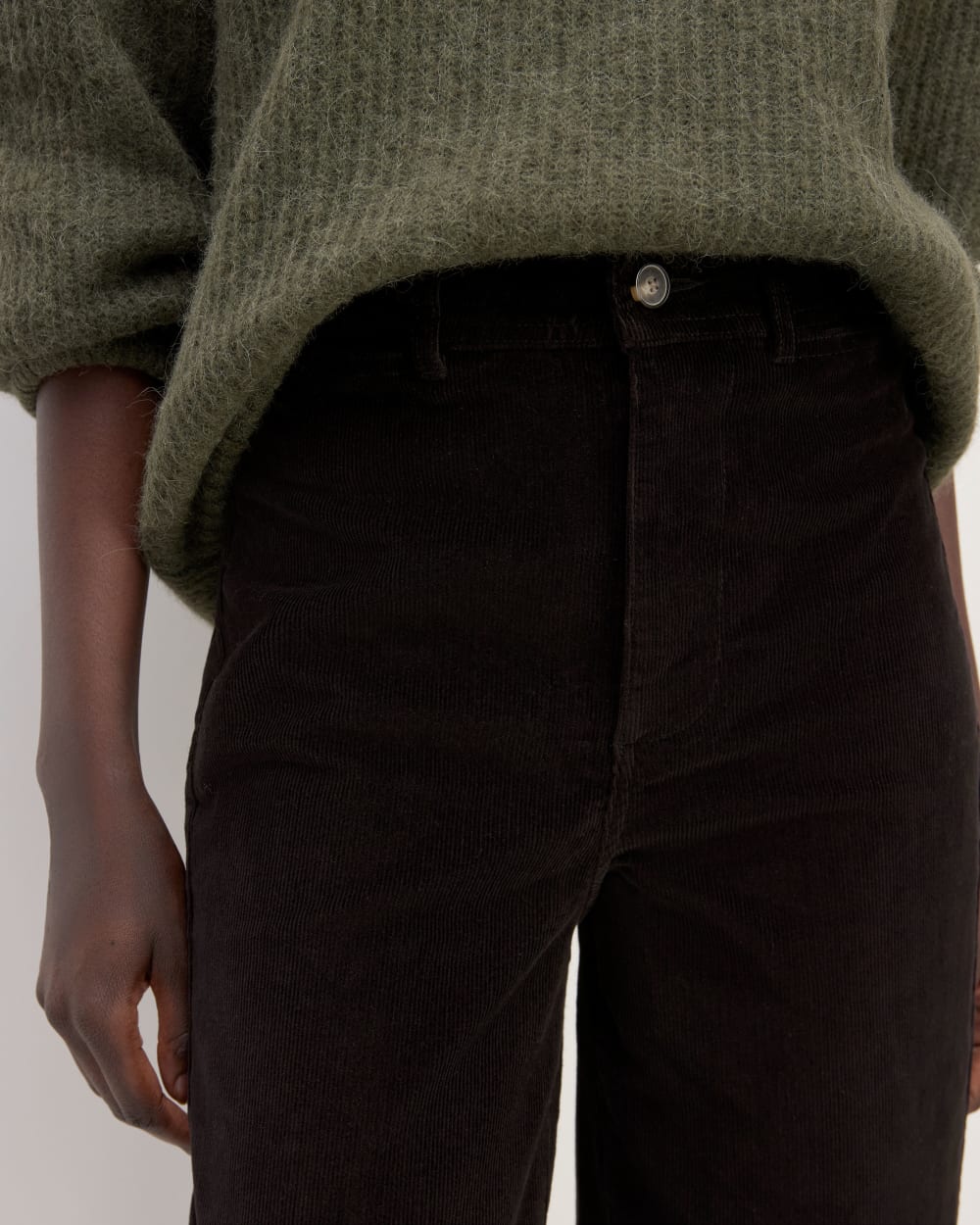 The Corduroy Wide-Leg Pant in Black — detail view