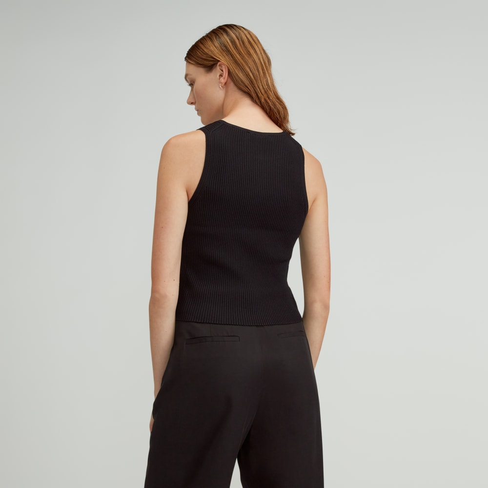 The Ribbed Cutaway Tank in Black — detail view