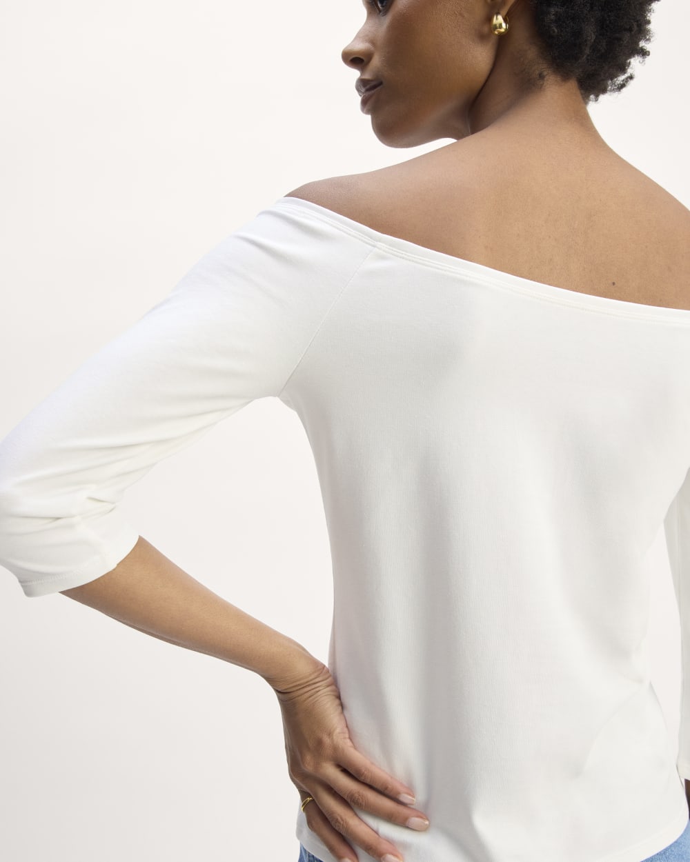 The Form Off-Shoulder Top in White — detail view