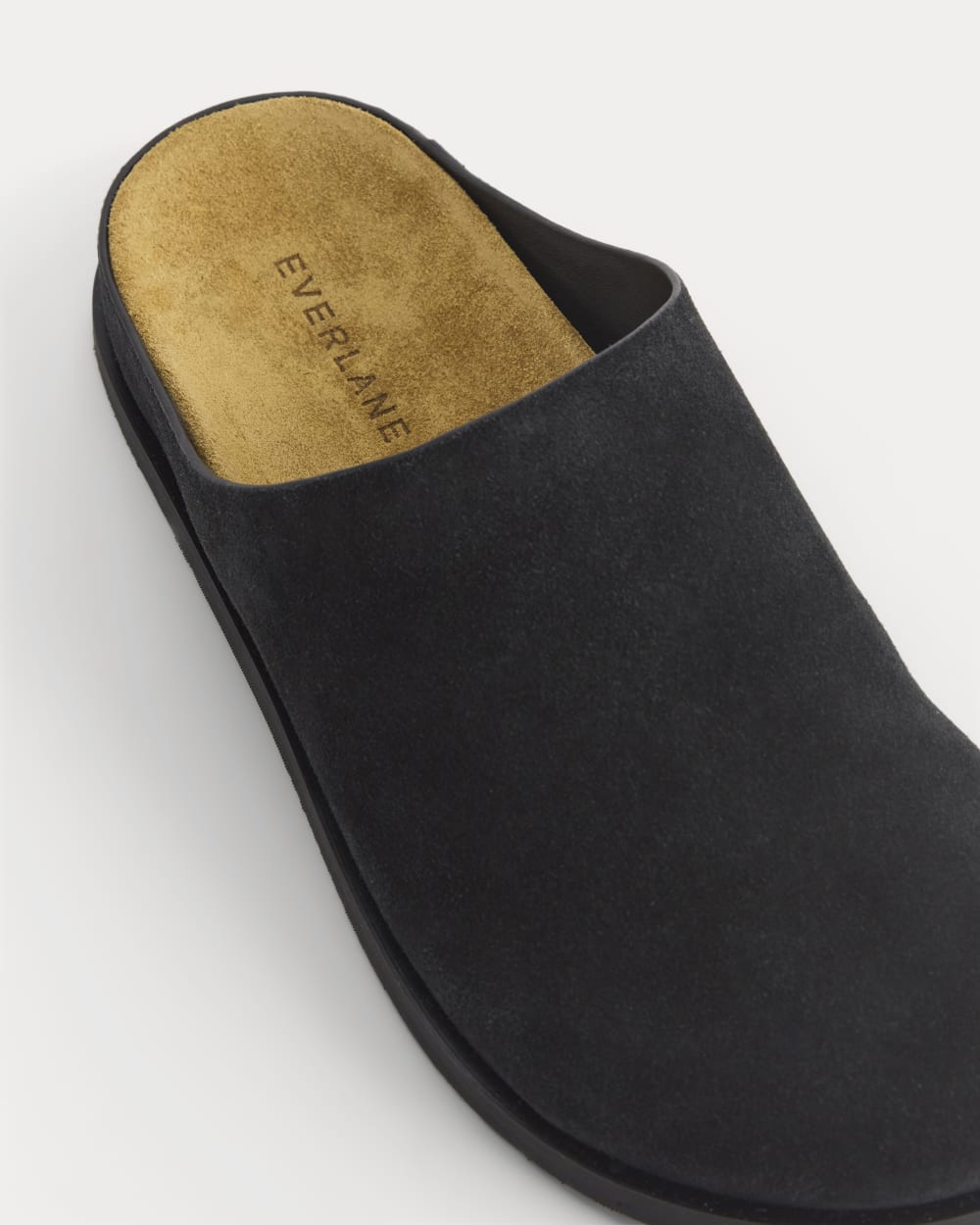 Suede Clog in Black Suede — detail view