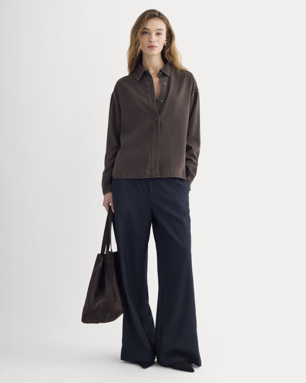 Boxy Shirt in Buttersoft in Coffee Bean — detail view