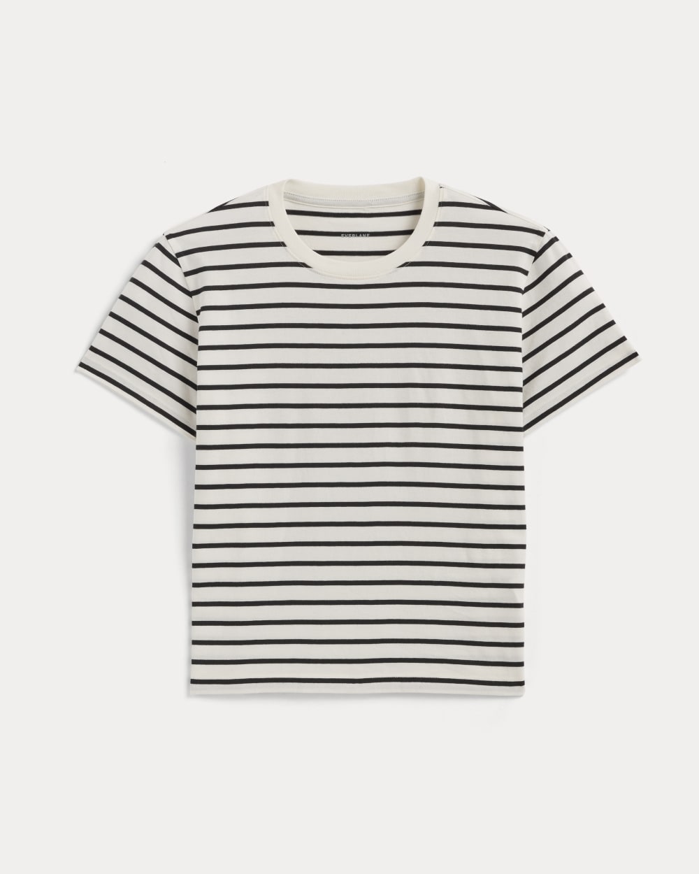 The Box-Cut Tee in Essential Cotton in Bone / Black — alternate view