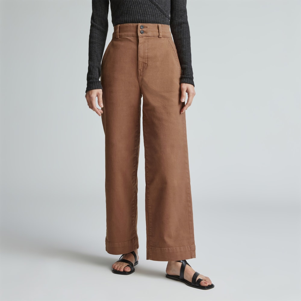 The Organic Wide-Leg Pant in Carob Brown — alternate view
