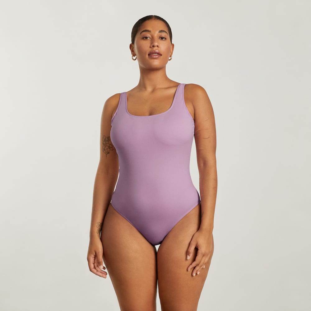 The Square-Neck One-Piece in Lilac — front view