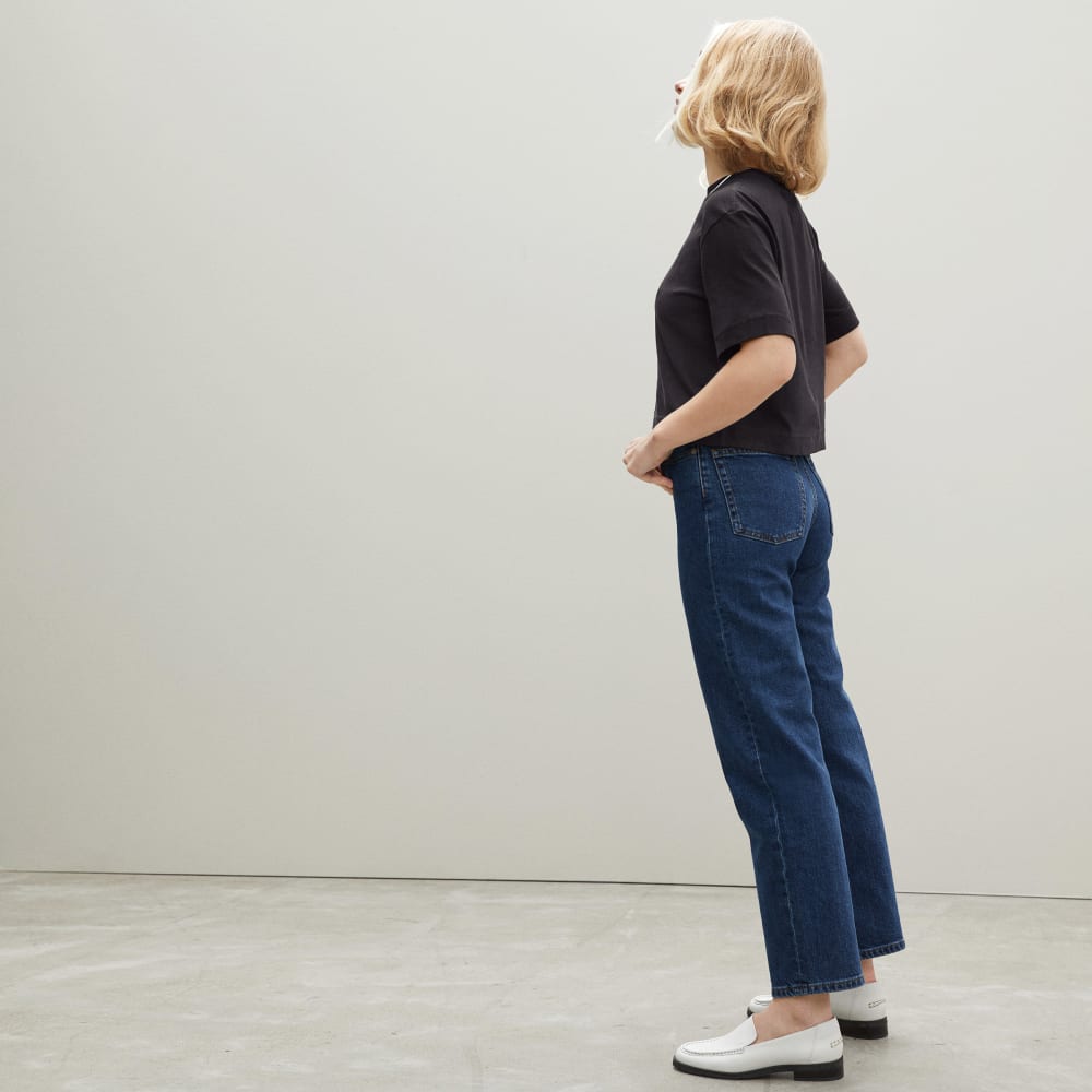The Organic Cotton Cropped Tee in Black — detail view