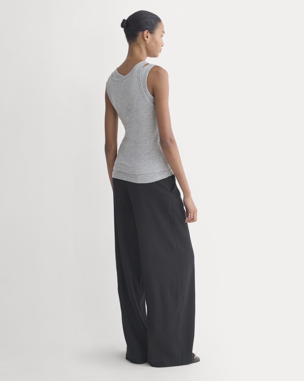 Tissue Layered Tank in Heathered Grey — detail view