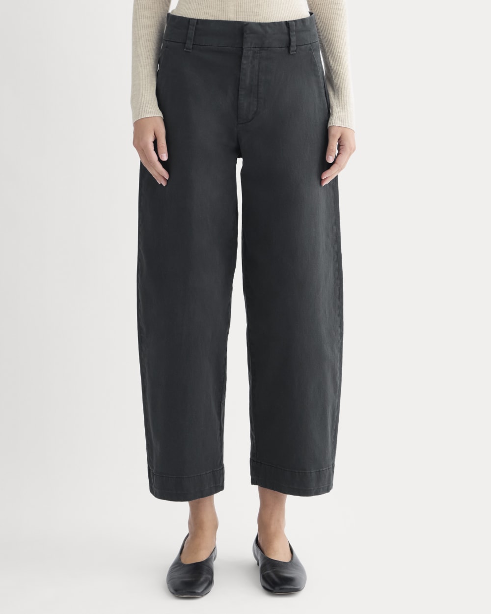 Cotton Twill Chino in Black — detail view