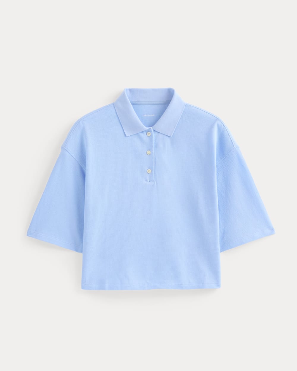 Pique Boxy Polo in Open Air Blue — alternate view