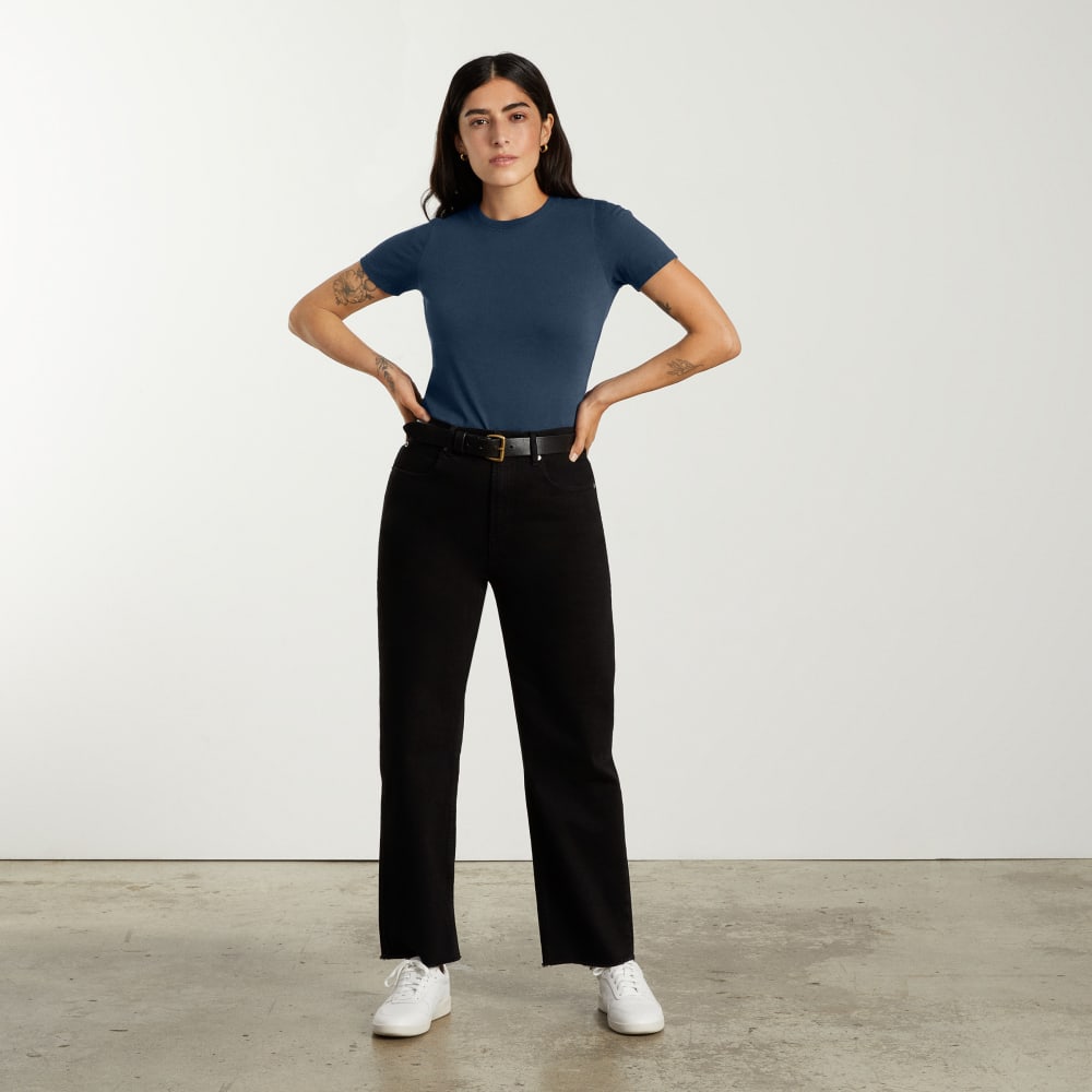 The Organic Cotton Crew Tee in Atlantic — detail view