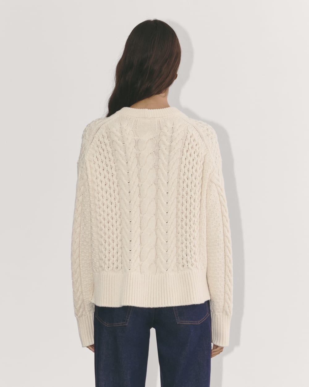 The Cable Sweater in Everyday Cotton in Canvas — detail view
