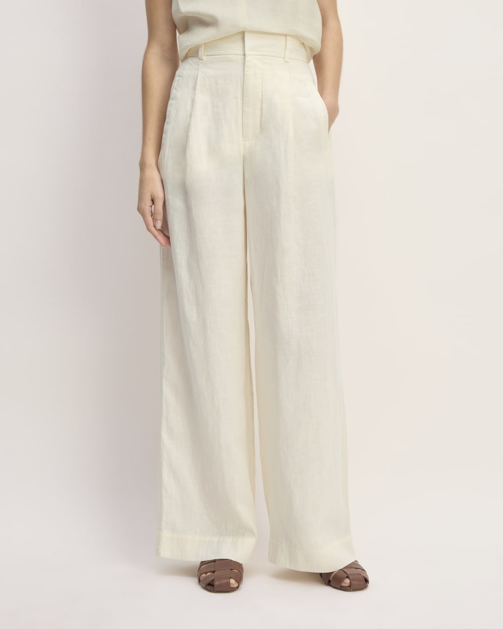 The Linen Way-High® Drape Pant in Bone — detail view