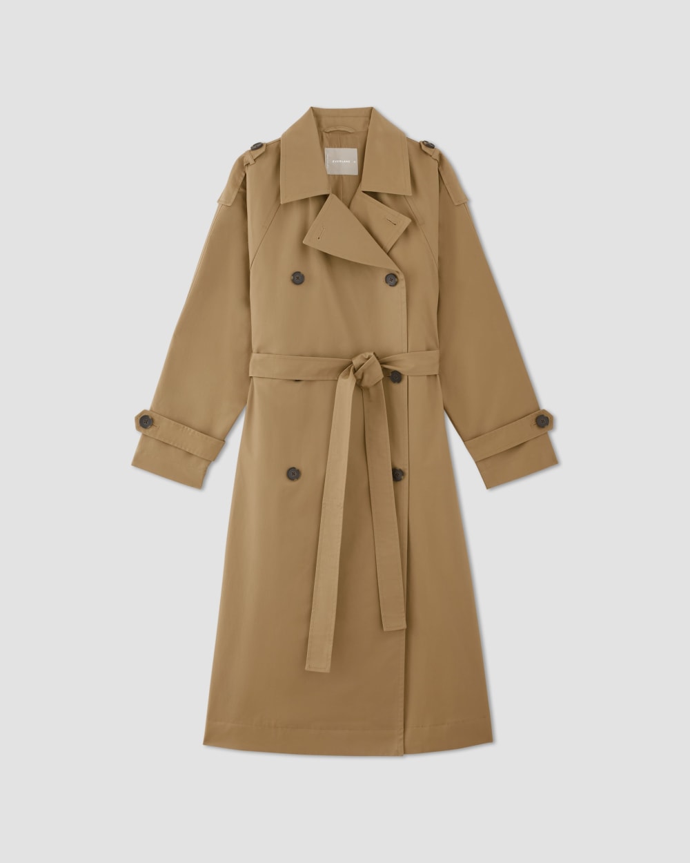 The Cotton Long Trench Coat in Toasted Coconut — alternate view