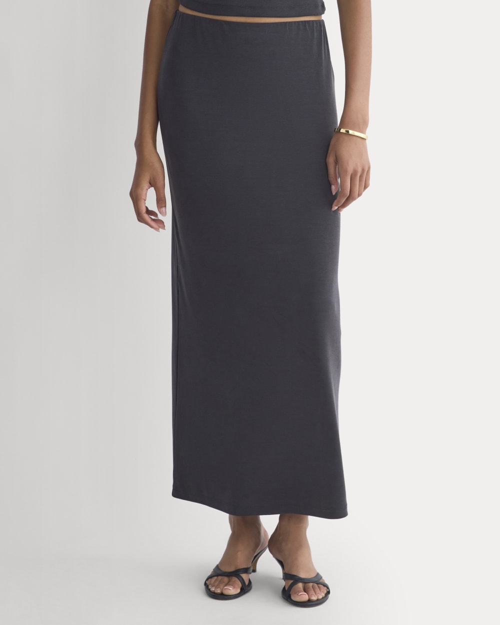 Maxi Skirt in Butterknit in Black — detail view