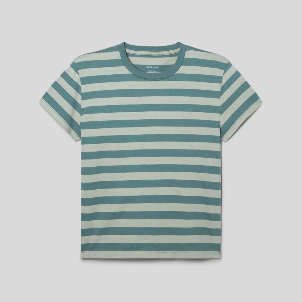 The Box-Cut Tee in Essential Cotton in Green Balsam / Seagrass — alternate view