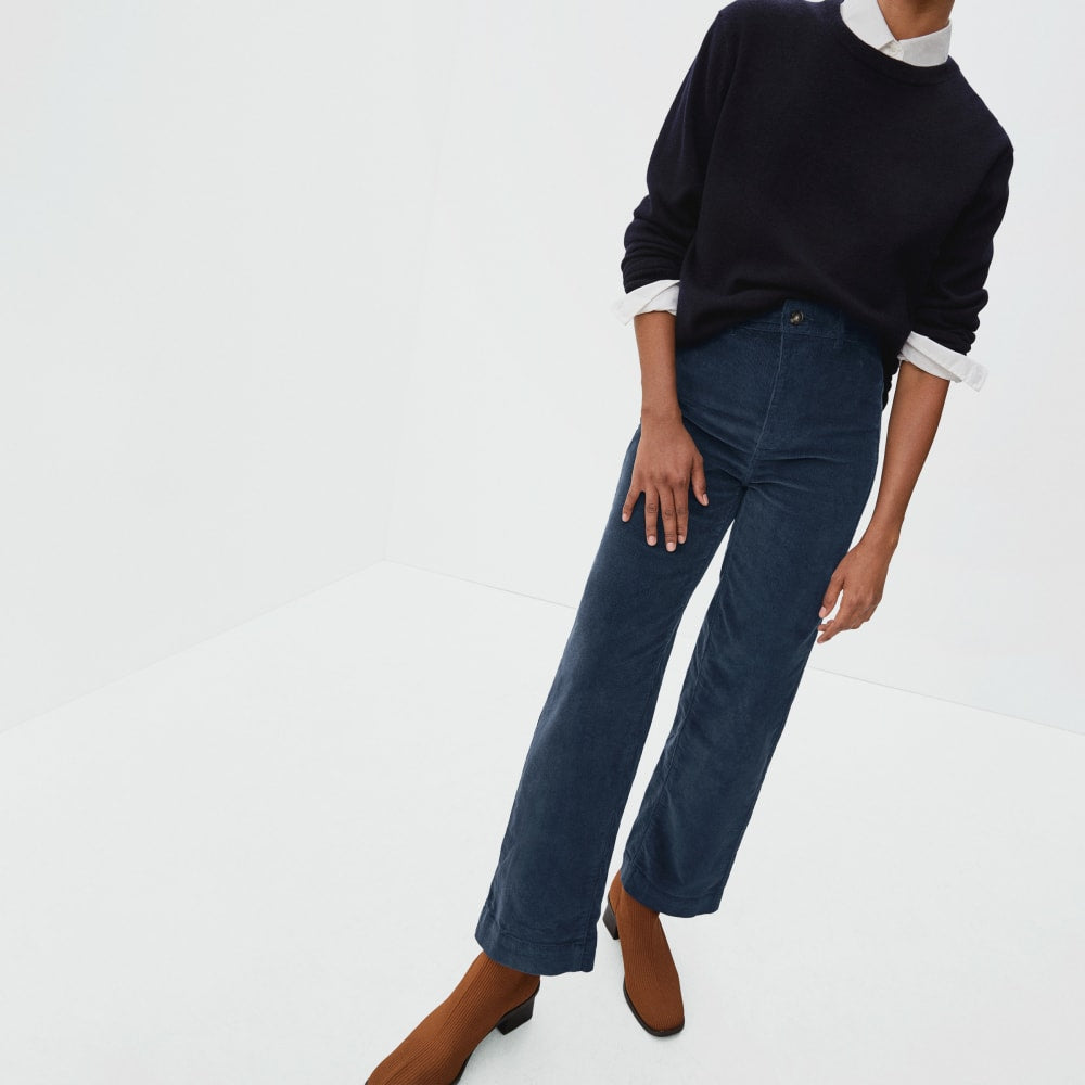 The Corduroy Wide-Leg Pant in Atlantic — detail view