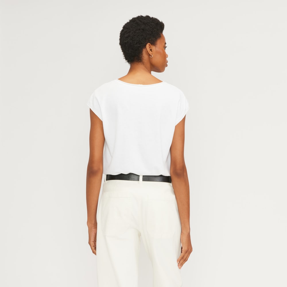 The Hemp Scoop-Neck Muscle Tee in White — detail view