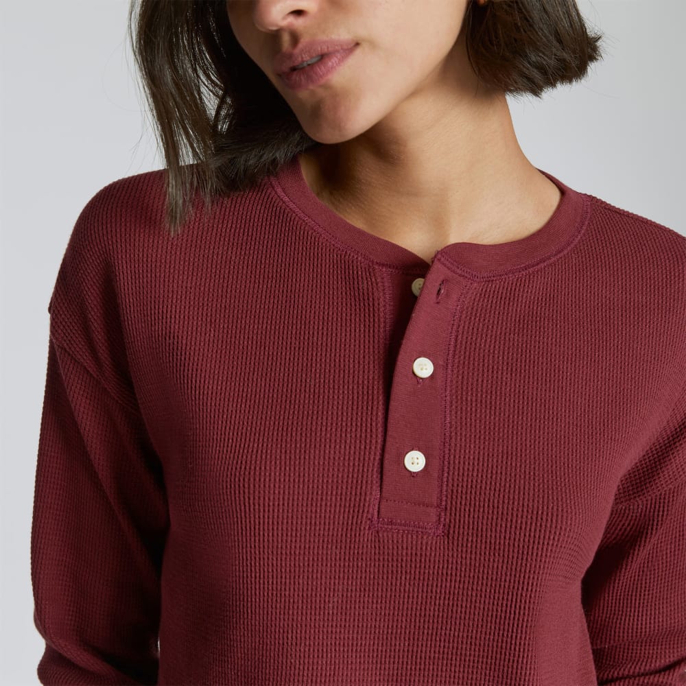The Organic Cotton Waffle Henley in Brandy — alternate view