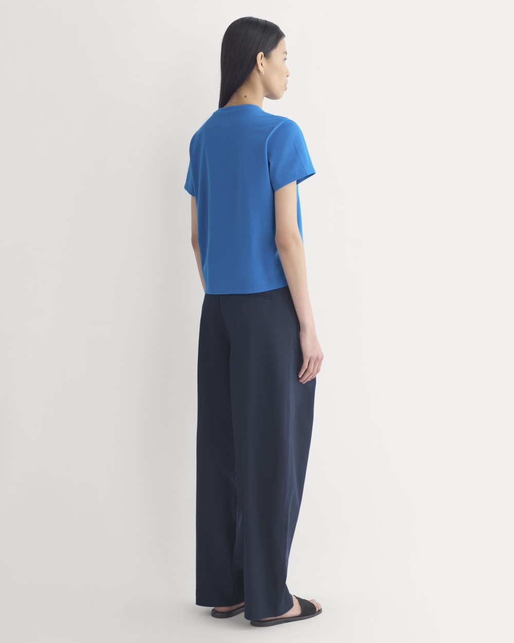 The Box-Cut Tee in Essential Cotton in Imperial Blue — detail view