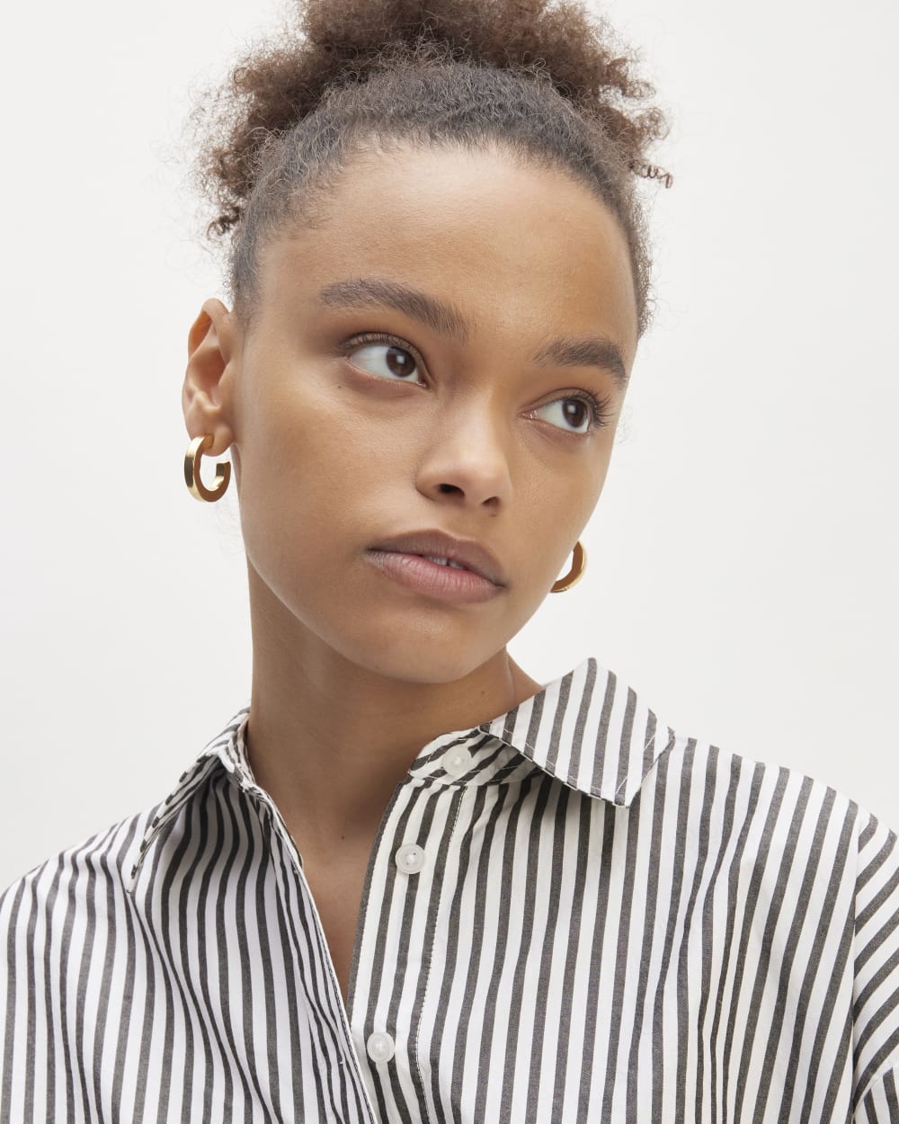 The Supima® Cotton Boyfriend Shirt in Optic White / Black — detail view