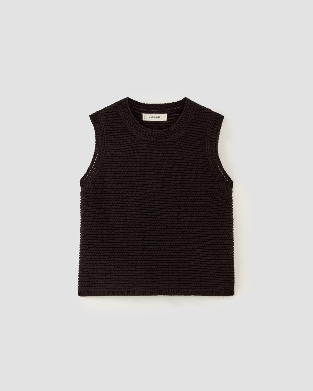 The Organic Cotton Open-Stitch Tank in Black — alternate view