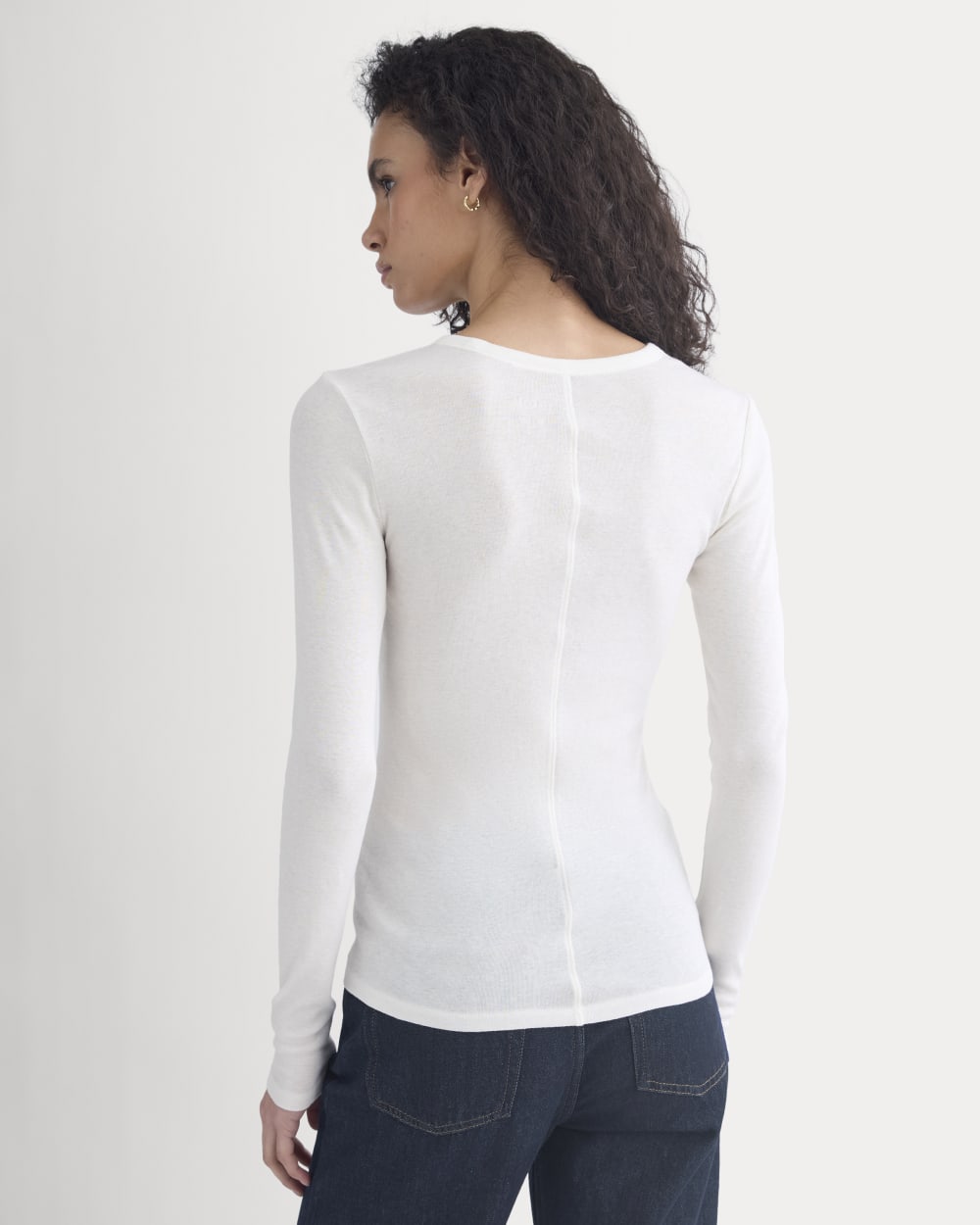 Tissue Long-Sleeve Crew in Bone — detail view