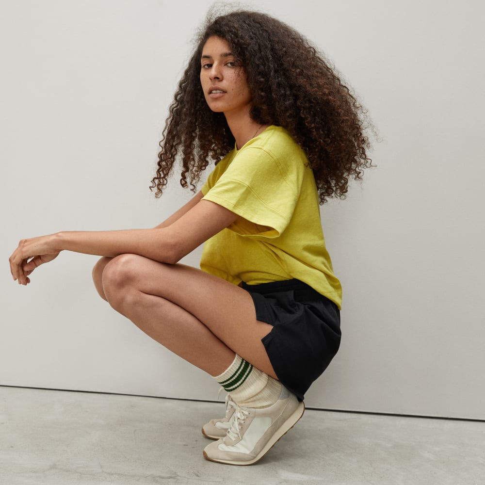 The Retro Jersey Short in Black — detail view