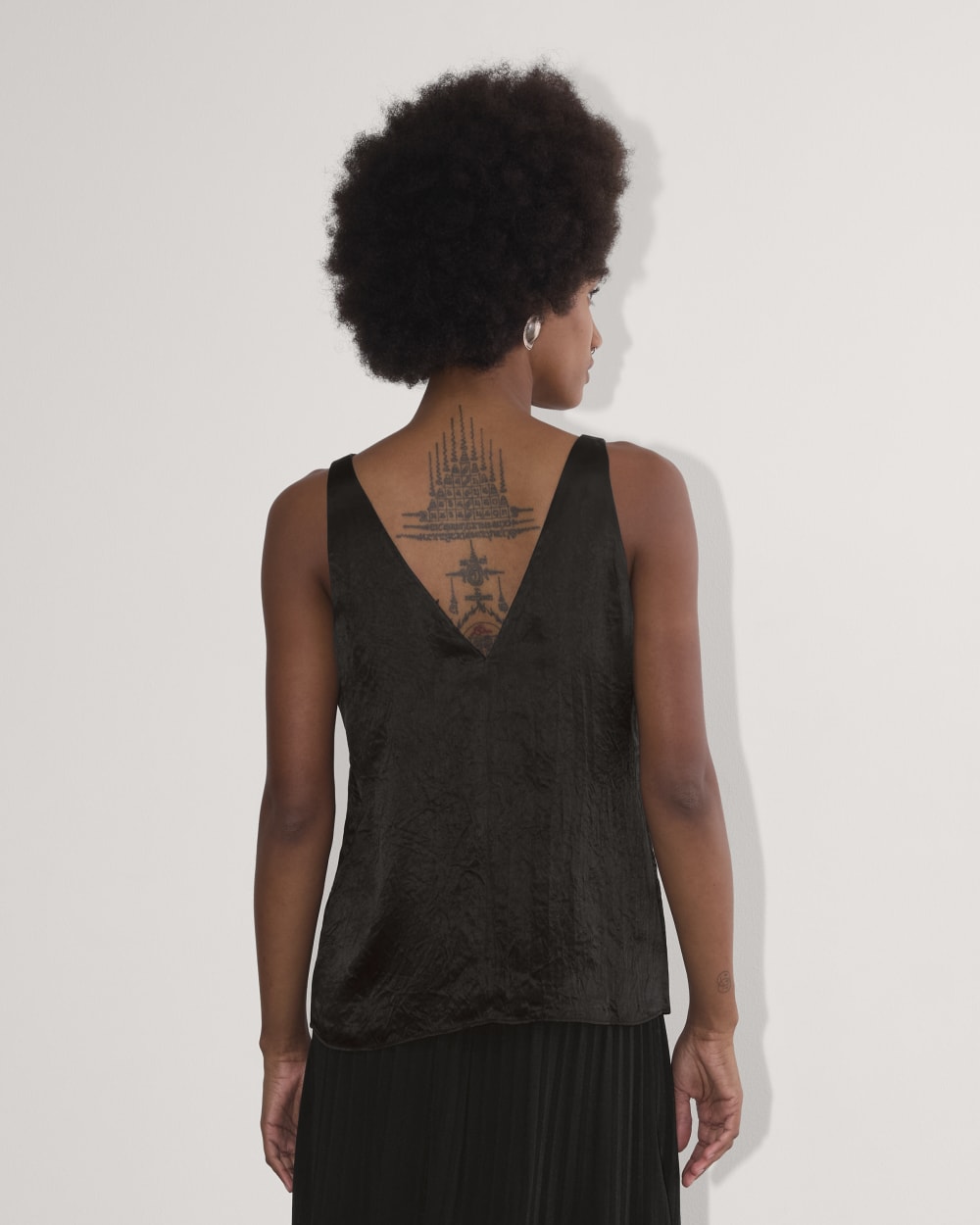The Satin Tank in Black — detail view
