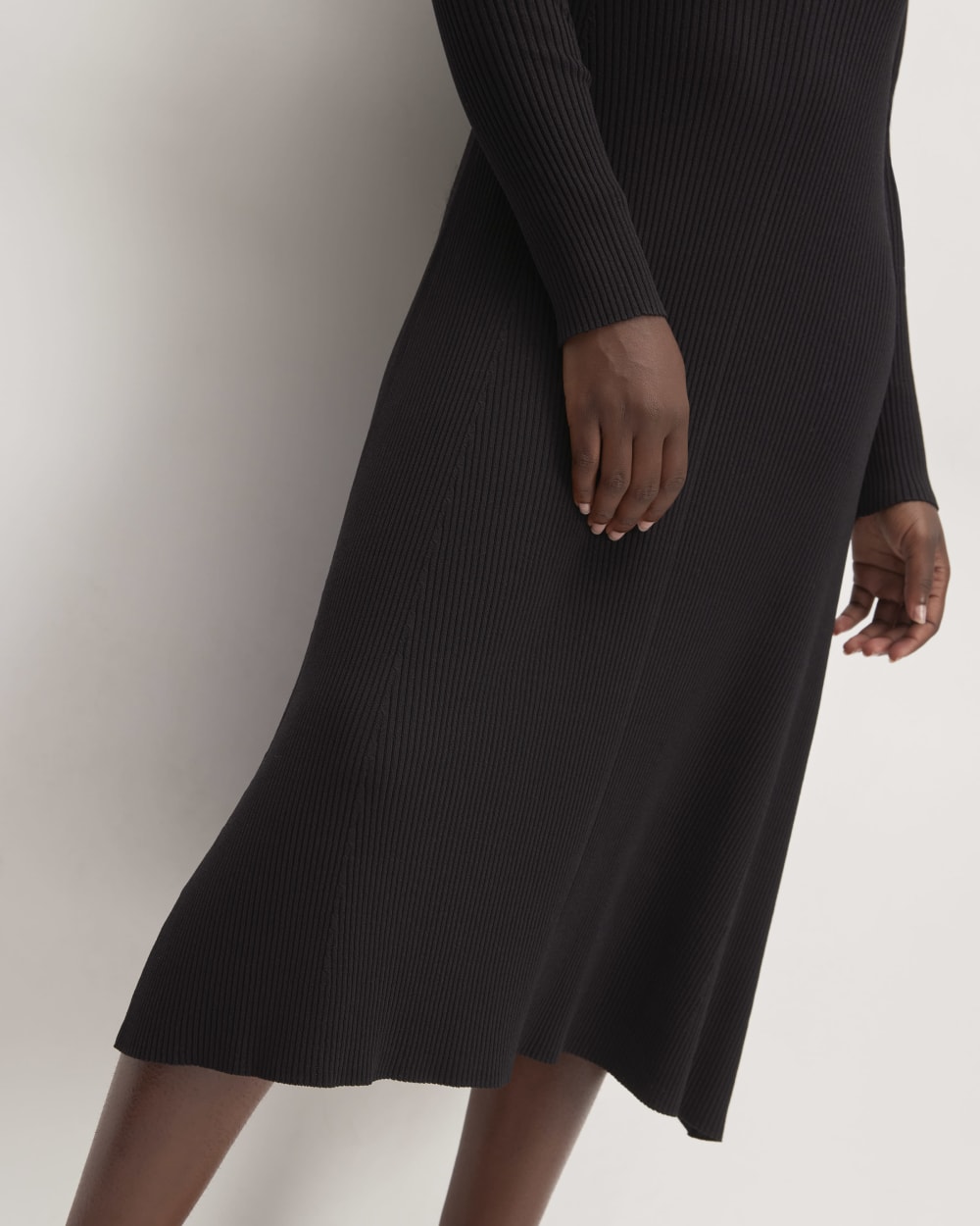 The Ribbed Scoopneck Dress in Black — detail view