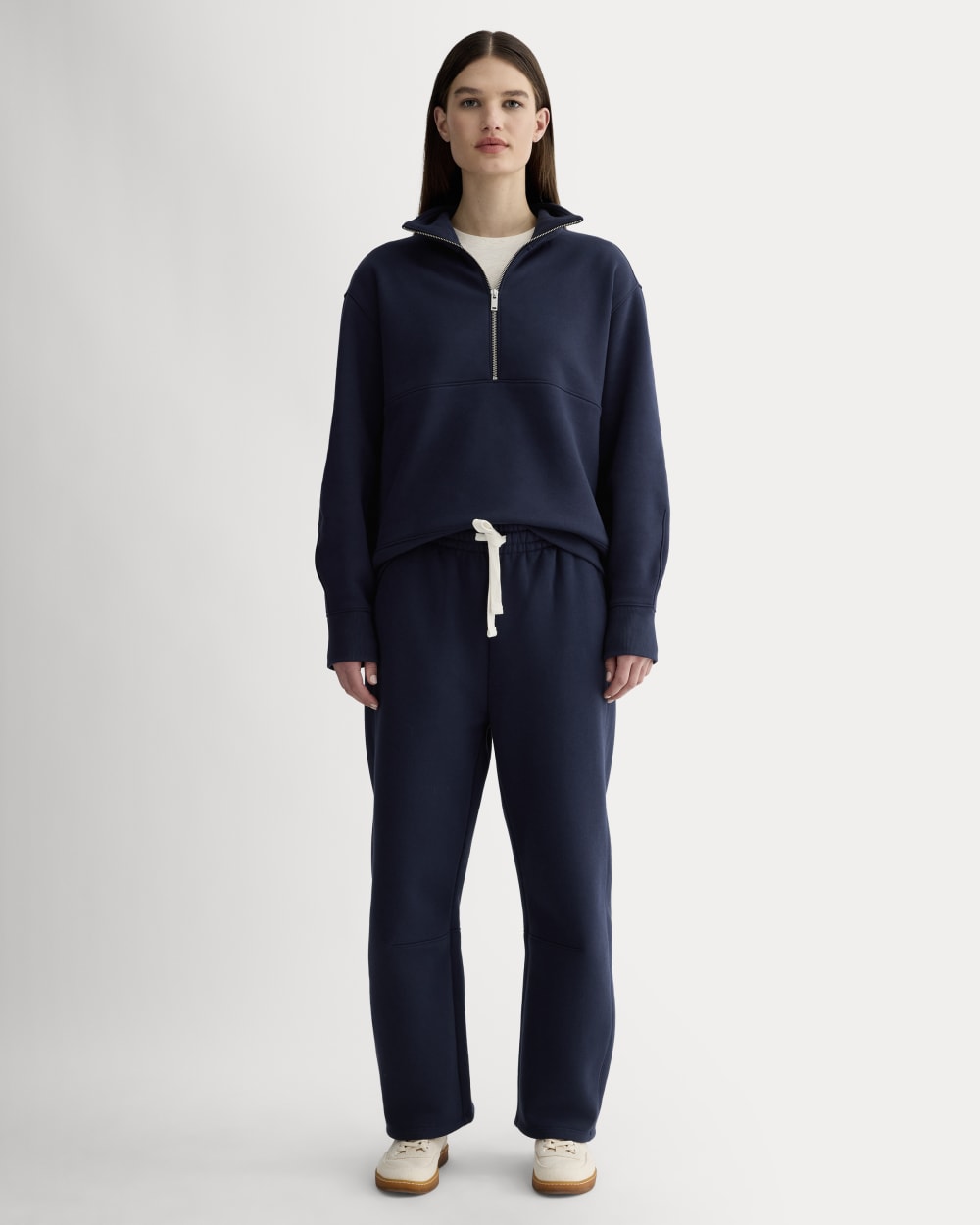 Luxe Fleece Barrel Sweatpant in Navy — front view