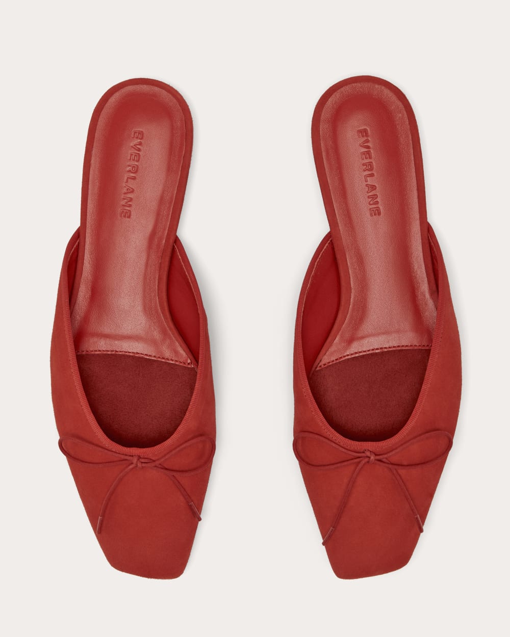 The Ballet Mule in Classic Red Suede — detail view