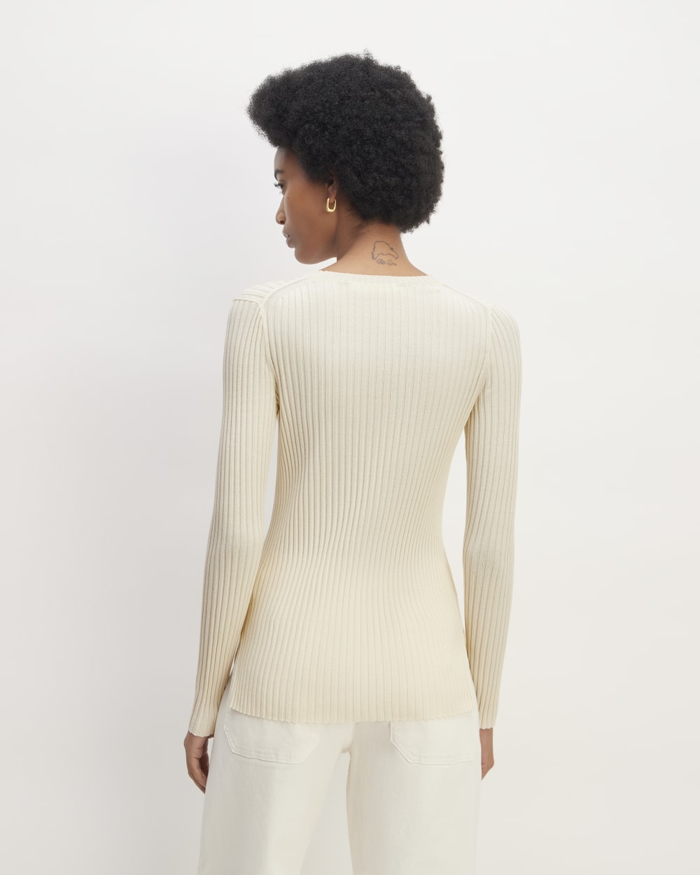 The Viscose Knit Crew in Beige — detail view