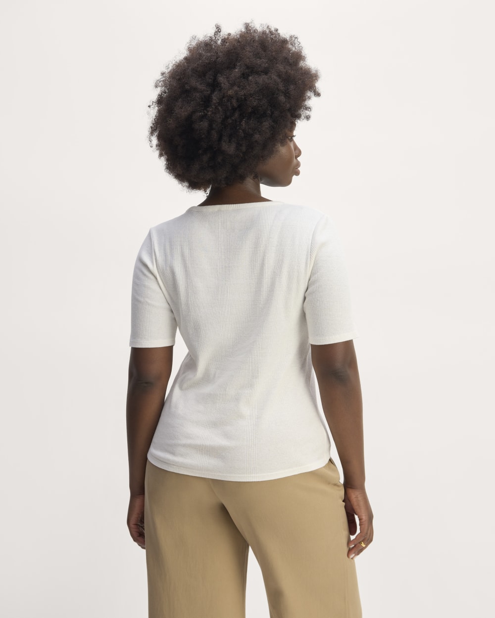 The Vintage Rib Scoop-Neck Top in Bone — detail view