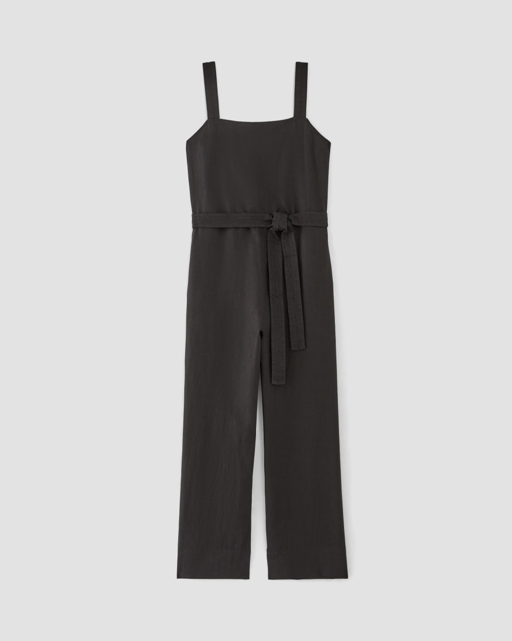The Linen Side-Button Jumpsuit in Black — alternate view