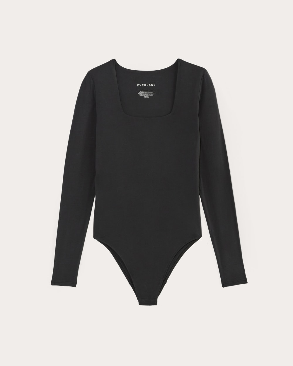 The Long-Sleeve Supima® Square-Neck Bodysuit in Black — alternate view