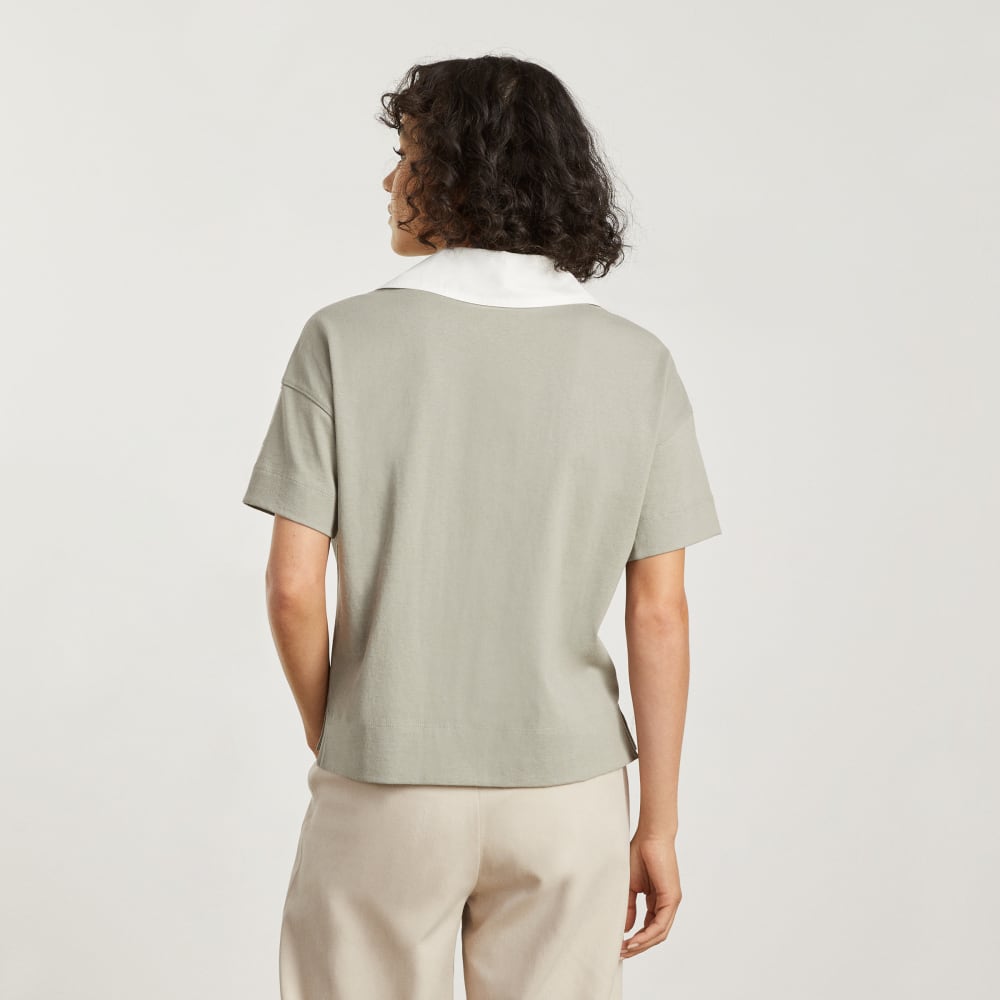 The Retro Jersey Polo in Smoke / Bone — detail view