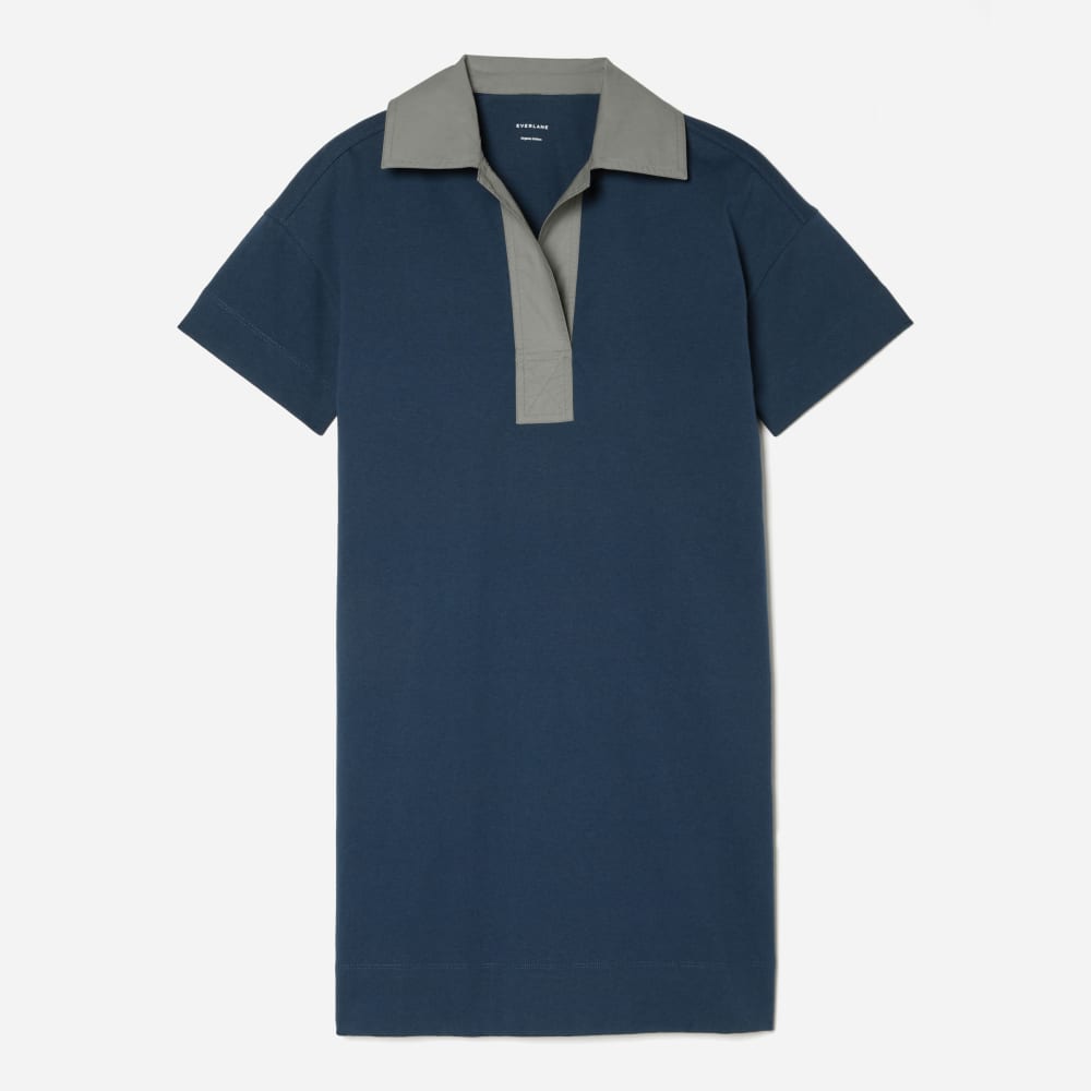 The Organic Cotton Polo Dress in Atlantic — front view